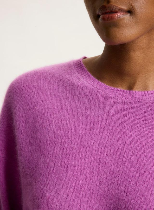 Majestic Filatures Pull Violet Col Rond Manches Longues En Raccoon / Polyamide Raccoon / Polyamide