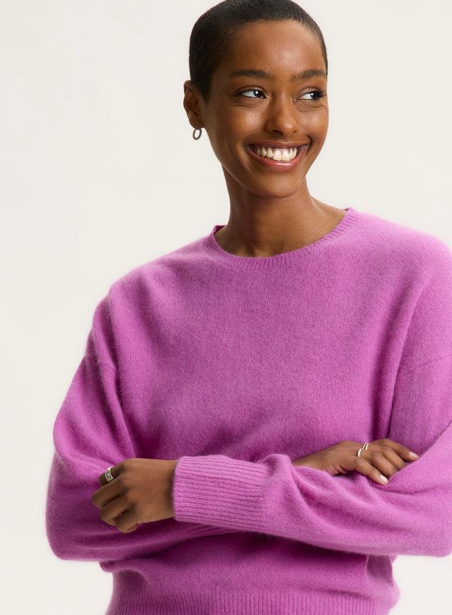 majestic filatures Pull Violet Col Rond Manches Longues en Raccoon / Polyamide Raccoon / Polyamide