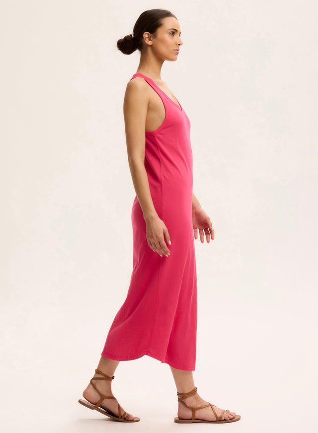 Majestic Filatures Robe Rose Col U Sans Manches En Coton Organique Coton Organique