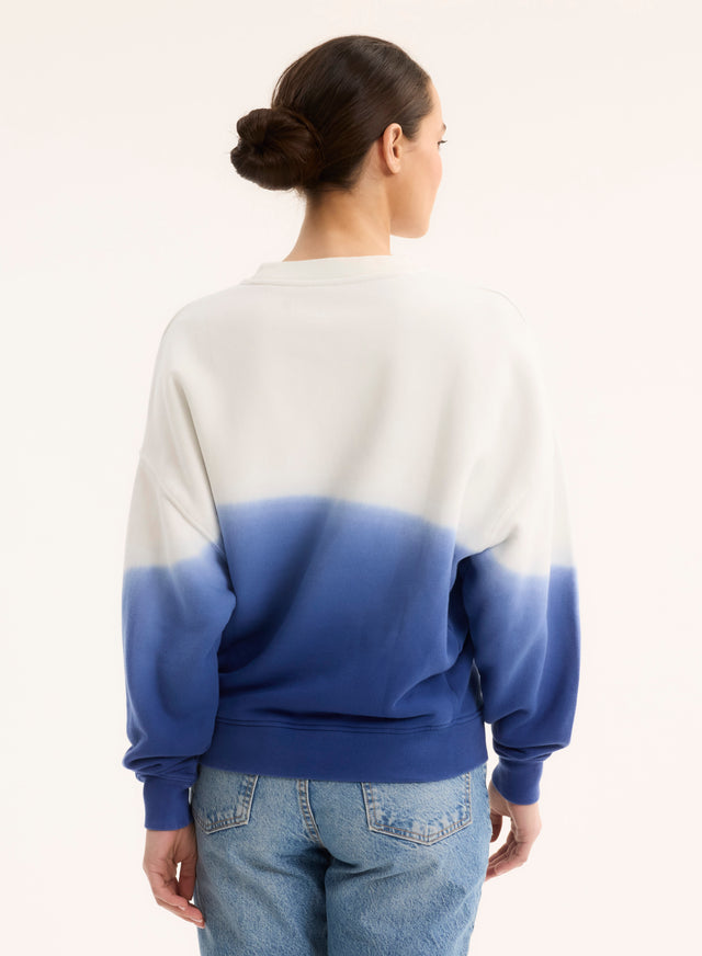 Majestic Filatures Sweat Bleu Col Rond Manches Longues En Coton Organique Coton Organique