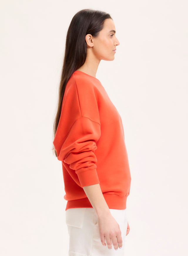 Majestic Filatures Sweat Orange Col Rond Manches Longues En Coton Organique Coton Organique
