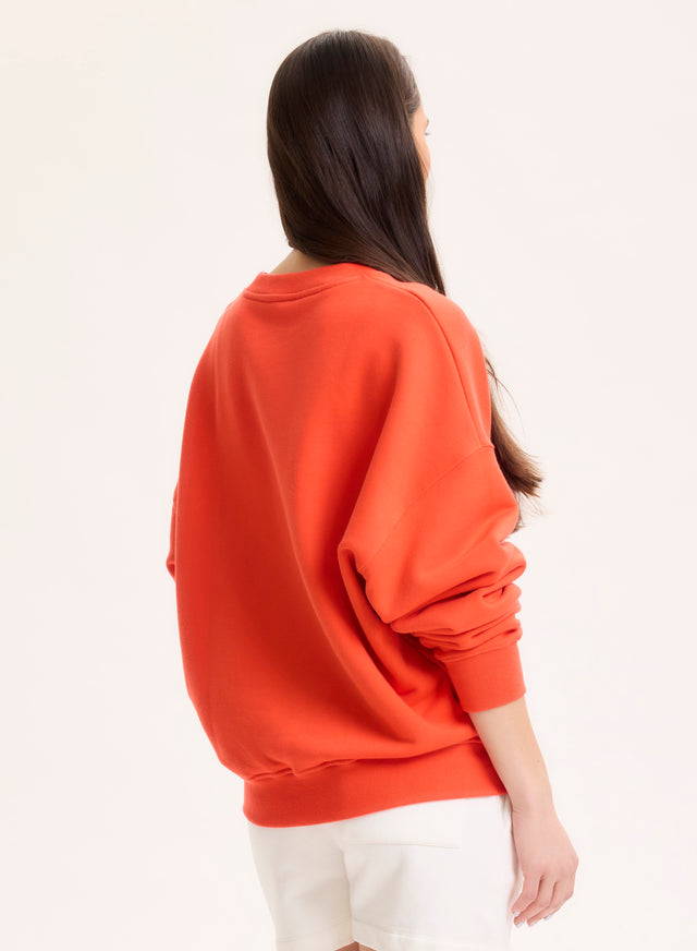 Majestic Filatures Sweat Orange Col Rond Manches Longues En Coton Organique Coton Organique