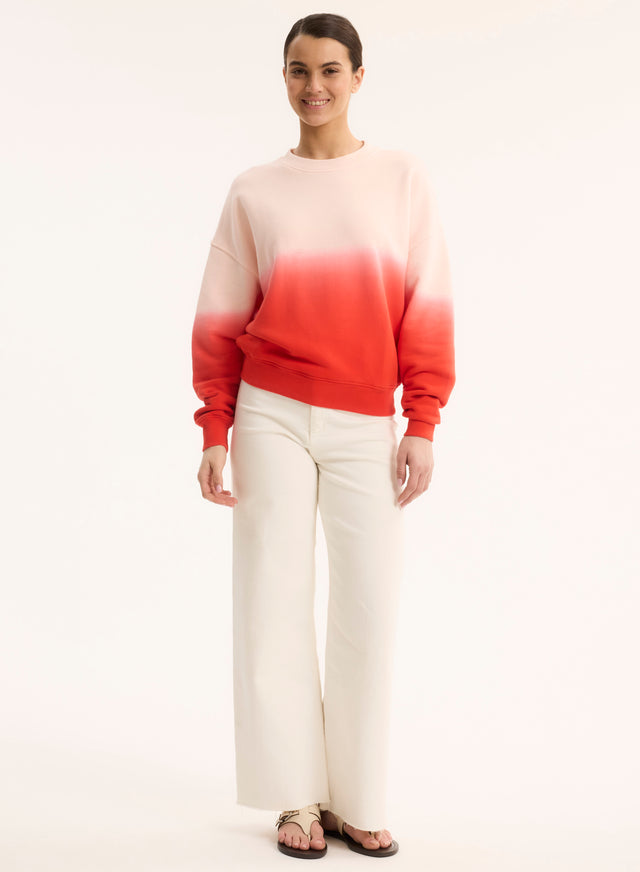 Majestic Filatures Sweat Rouge Col Rond Manches Longues En Coton Organique Coton Organique
