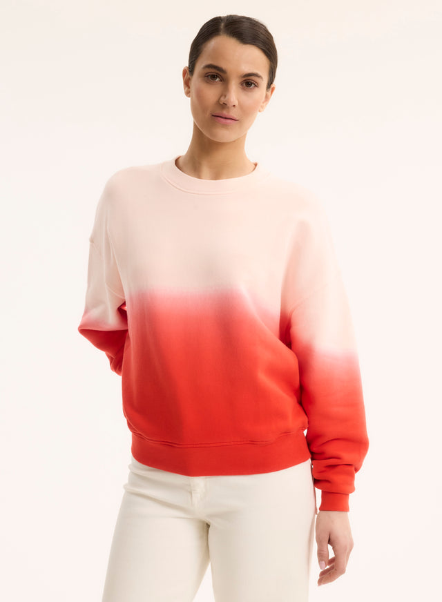 Majestic Filatures Sweat Rouge Col Rond Manches Longues En Coton Organique Coton Organique