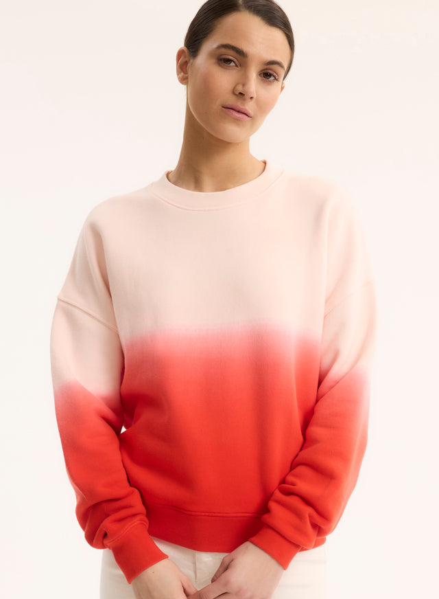 majestic filatures Sweat Rouge Col Rond Manches Longues en Coton organique Coton organique