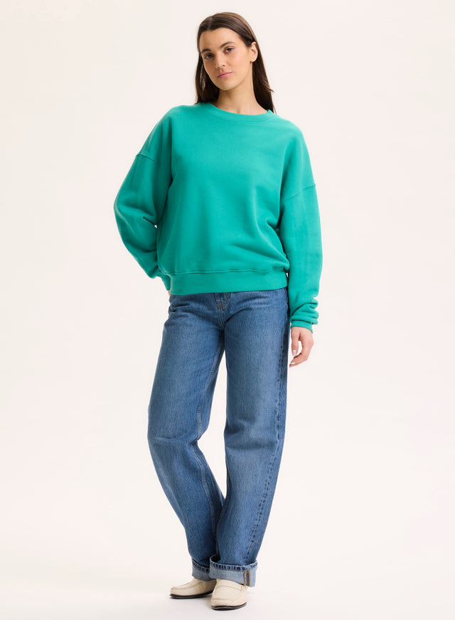 Majestic Filatures Sweat Vert Col Rond Manches Longues En Coton Organique Coton Organique