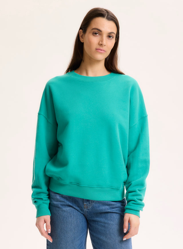 Majestic Filatures Sweat Vert Col Rond Manches Longues En Coton Organique Coton Organique