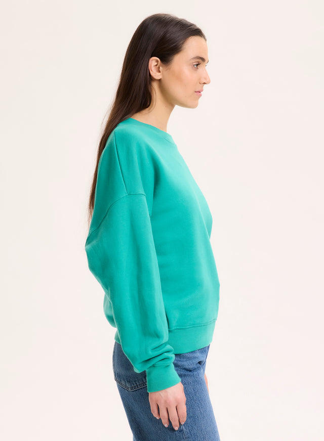 Majestic Filatures Sweat Vert Col Rond Manches Longues En Coton Organique Coton Organique