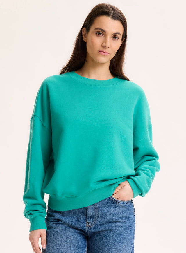 majestic filatures Sweat Vert Col Rond Manches Longues en Coton organique Coton organique