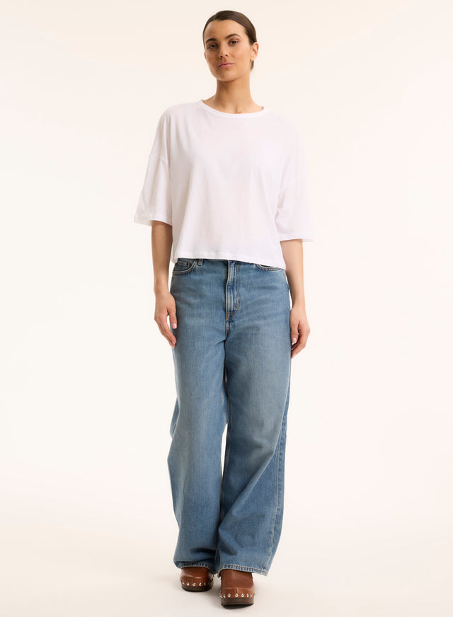 Majestic Filatures T-shirt Blanc à Col Bateau Manches Courtes Coton Organique