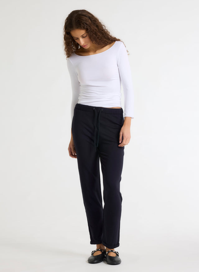 Majestic Filatures T-shirt Blanc Adèle Col Bateau En Viscose Et Élasthanne Viscose / Élasthanne