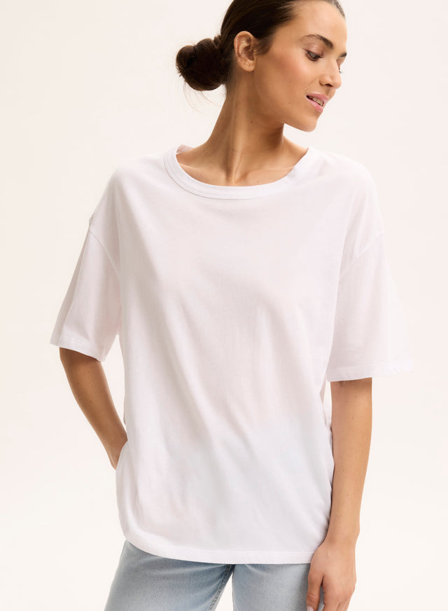 Majestic Filatures T-shirt Blanc Col Rond Manches Courtes En Coton Organique Coton Organique