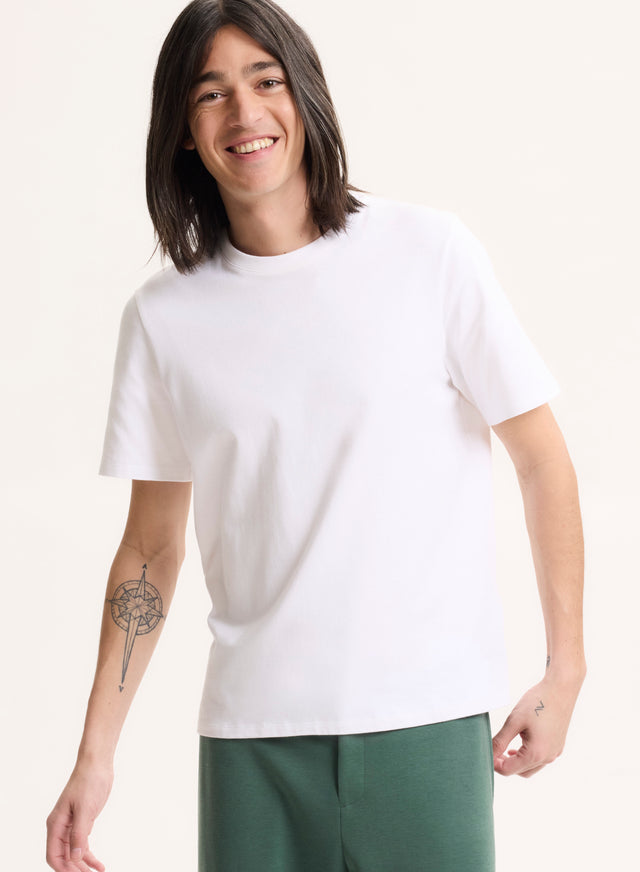 majestic filatures T-shirt Blanc Col Rond Manches Courtes en Coton Organique Coton organique