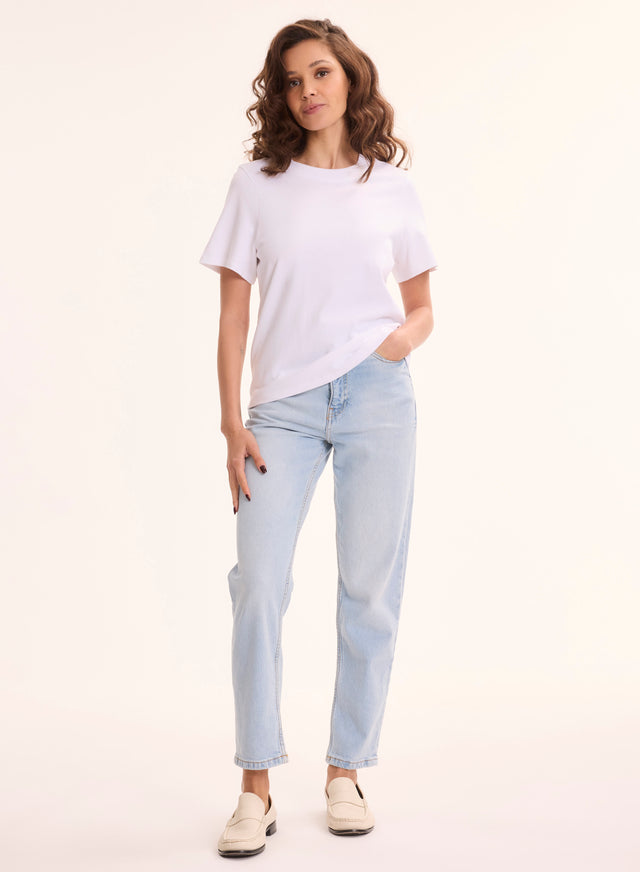 Majestic Filatures T-shirt Blanc Col Rond Manches Courtes En Coton Organique Coton Organique