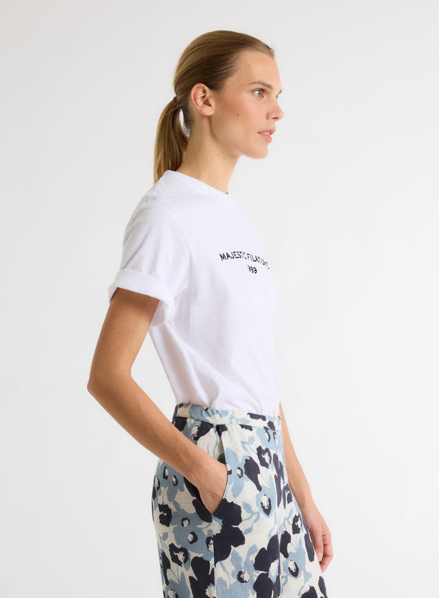 Majestic Filatures T-shirt Blanc Col Rond Manches Courtes En Coton Organique / Coton Recyclé Coton Organique / Coton Recyclé