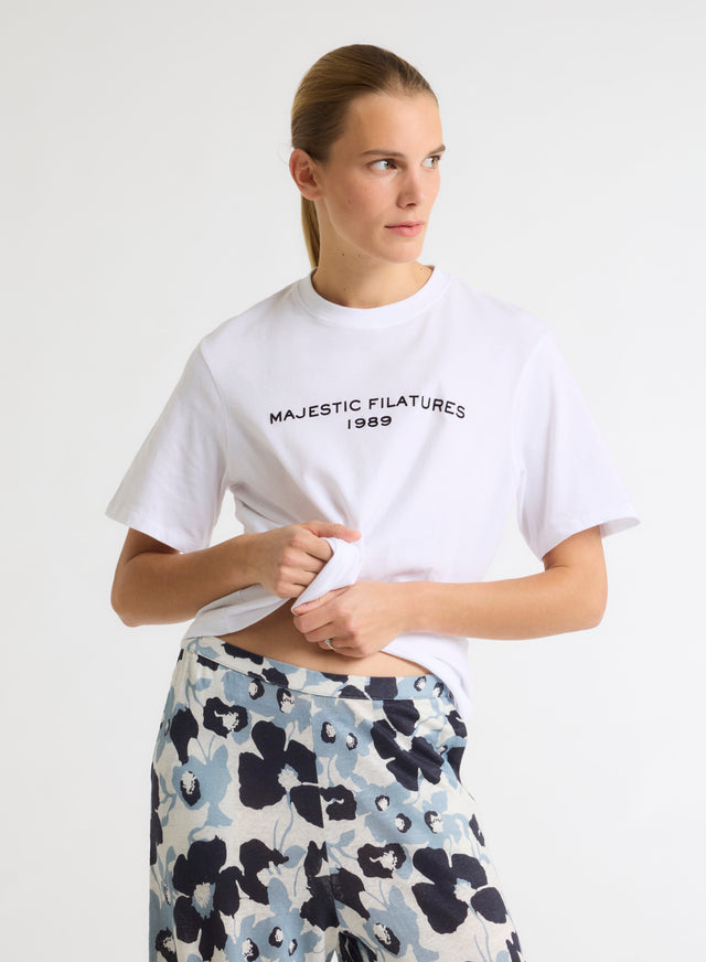 majestic filatures T-shirt Blanc Col Rond Manches Courtes en Coton organique / Coton recyclé Coton organique / Coton recyclé majestic filatures T-shirt Blanc Col Rond Manches Courtes en Coton organique / Coton recyclé Coton organique / Coton recyclé