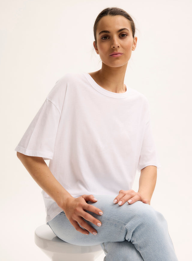 majestic filatures T-shirt Blanc Col Rond Manches Courtes en Coton organique Coton organique
