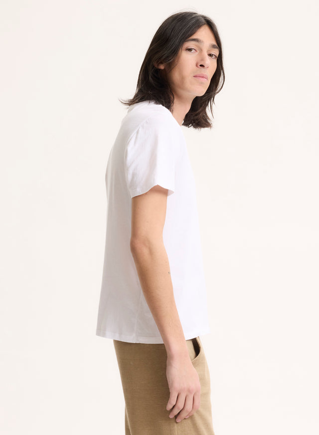 Majestic Filatures T-shirt Blanc Col Rond Manches Courtes En Deluxe Coton Deluxe Coton