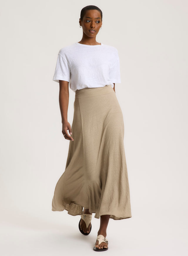 Majestic Filatures T-shirt Blanc Col Rond Manches Courtes En Lin / Elasthanne Lin / Elasthanne