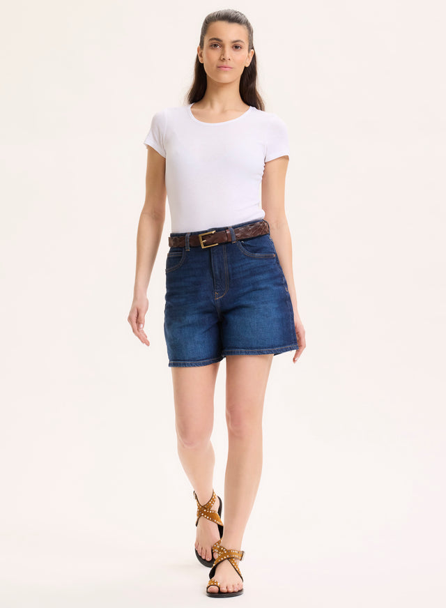 Majestic Filatures T-shirt Blanc Col Rond Manches Courtes En Viscose / Élasthanne Viscose / Élasthanne