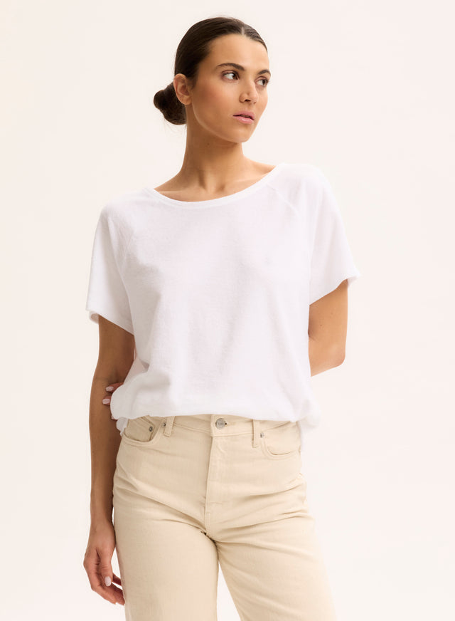 majestic filatures T-shirt Blanc Col Rond Manches Raglan courtes en Coton organique / Modal Coton organique / Modal