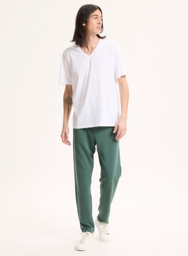 Majestic Filatures T-shirt Blanc Col V Manches Courtes En Coton Organique / Elasthanne Coton Organique / Elasthanne