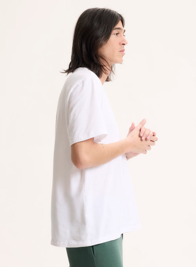 Majestic Filatures T-shirt Blanc Col V Manches Courtes En Coton Organique / Elasthanne Coton Organique / Elasthanne