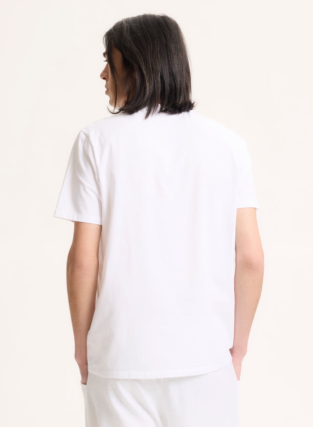 Majestic Filatures T-shirt Blanc Harold Col Rond Manches Courtes En Coton Organique Et Elasthanne Coton Organique / Elasthanne