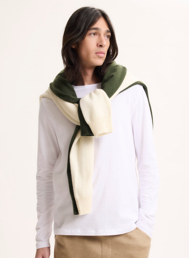 Majestic Filatures T-shirt Blanc James Col Rond Manches Longues En Deluxe Coton Deluxe Coton