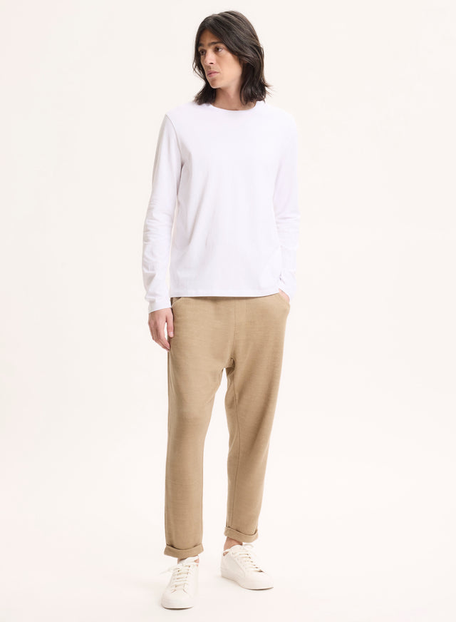 Majestic Filatures T-shirt Blanc James Col Rond Manches Longues En Deluxe Coton Deluxe Coton