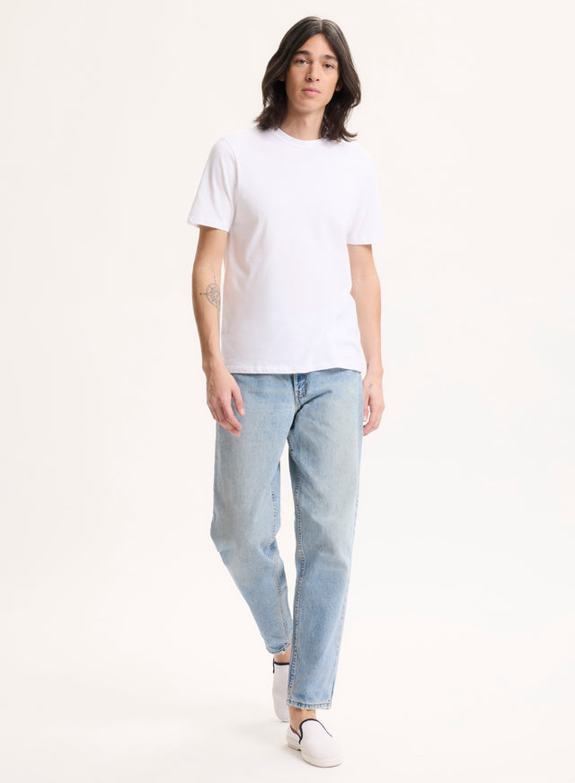 Majestic Filatures T-shirt Blanc Julien Col Rond Manches Courtes En Deluxe Coton Deluxe Coton