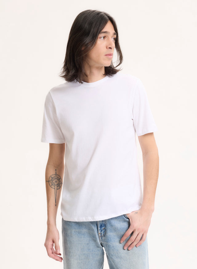majestic filatures T-shirt Blanc Julien Col Rond Manches Courtes en Deluxe Coton Deluxe Coton