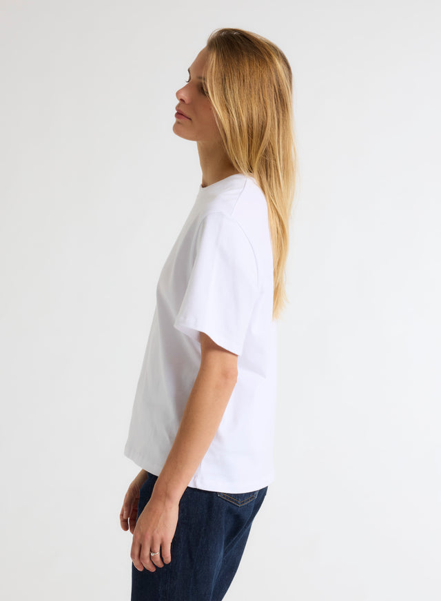 Majestic Filatures T-shirt Blanc Oversize Col Rond Manches Courtes En Coton Organique Coton Organique