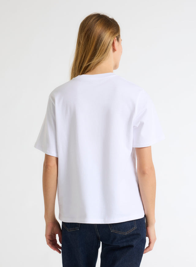 Majestic Filatures T-shirt Blanc Oversize Col Rond Manches Courtes En Coton Organique Coton Organique