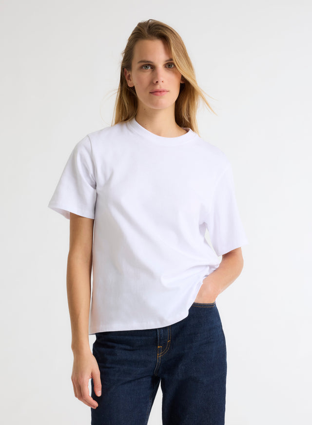 majestic filatures T-shirt Blanc Oversize Col Rond Manches Courtes en Coton Organique Coton organique