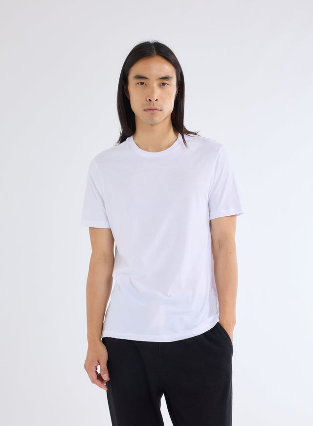 Majestic Filatures T-shirt Blanc Patrice Col Rond Manches Courtes En Coton Coton Organique