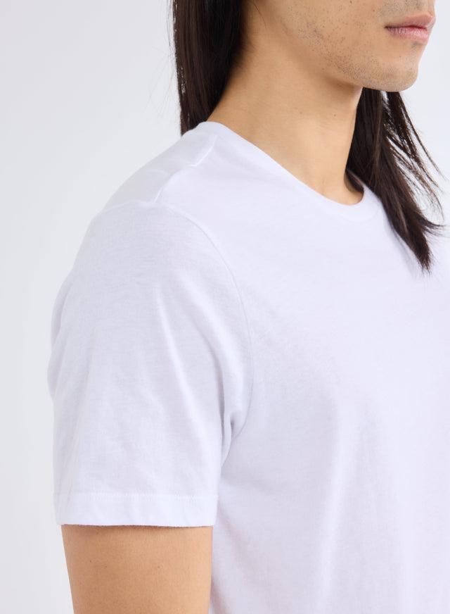 Majestic Filatures T-shirt Blanc Patrice Col Rond Manches Courtes En Coton Coton Organique