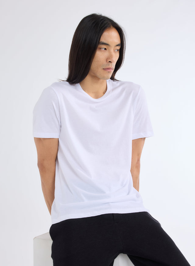 majestic filatures T-shirt Blanc Patrice Col Rond Manches Courtes en Coton Coton organique