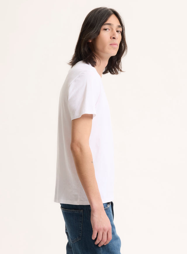 Majestic Filatures T-shirt Blanc Paul Col V Manches Courtes En Coton Coton Organique