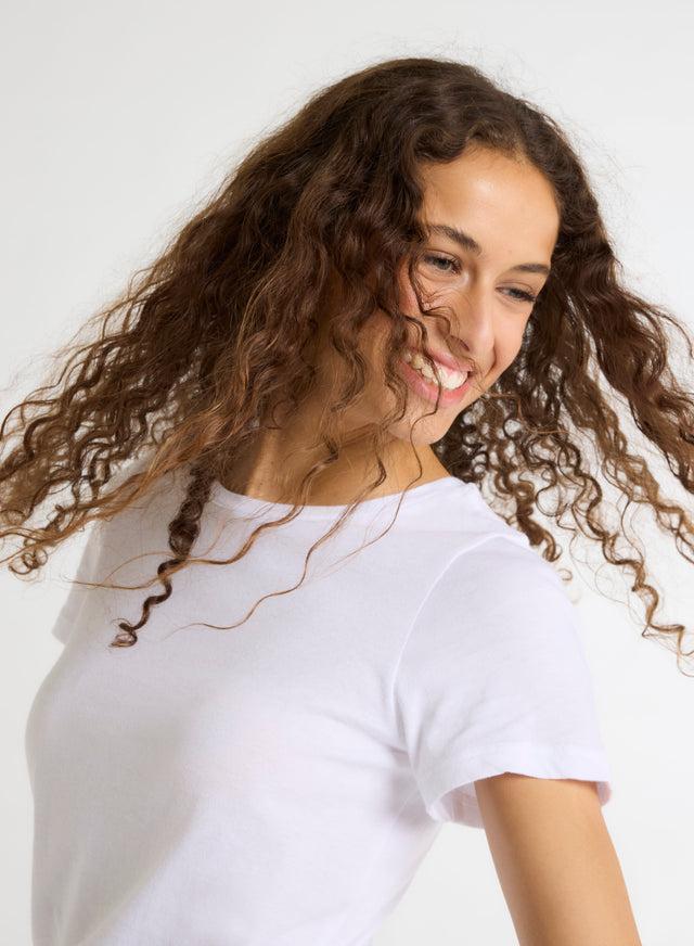 Majestic Filatures T-shirt Blanc Polly Col Rond Manches Courtes En Coton Coton Organique