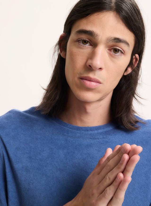 Majestic Filatures T-shirt Bleu Col Rond Manches Courtes En Coton Organique / Modal Coton Organique / Modal