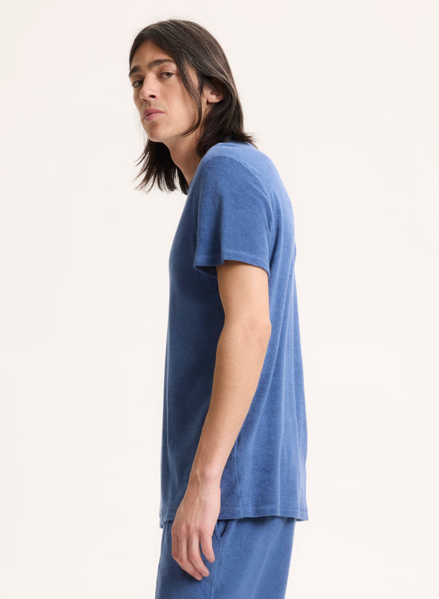 Majestic Filatures T-shirt Bleu Col Rond Manches Courtes En Coton Organique / Modal Coton Organique / Modal