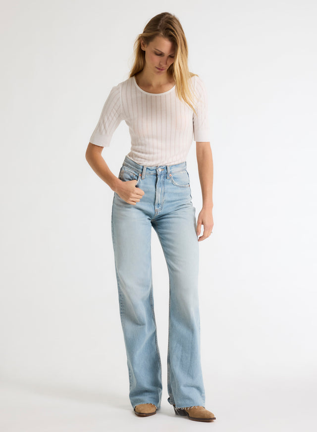 Majestic Filatures T-shirt Écru Col Rond Manches Courtes En Lyocell / Tencel LYOCELL / TENCEL