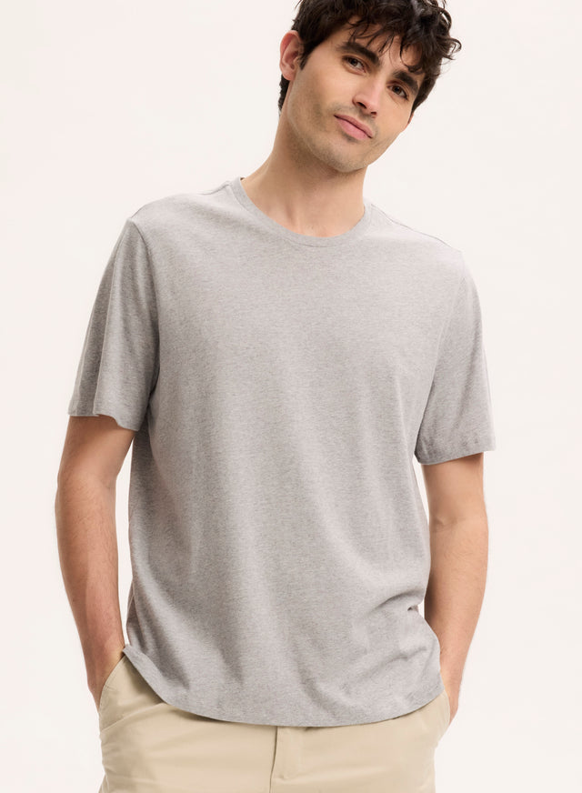 majestic filatures T-shirt Gris clair Julien Col Rond Manches Courtes en Deluxe Coton Deluxe Coton