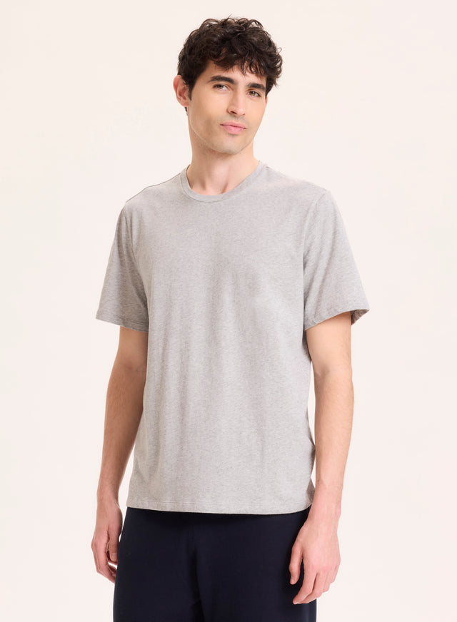 majestic filatures T-shirt Gris Col Rond Manches Courtes en Coton organique / Elasthanne Coton organique / Elasthanne