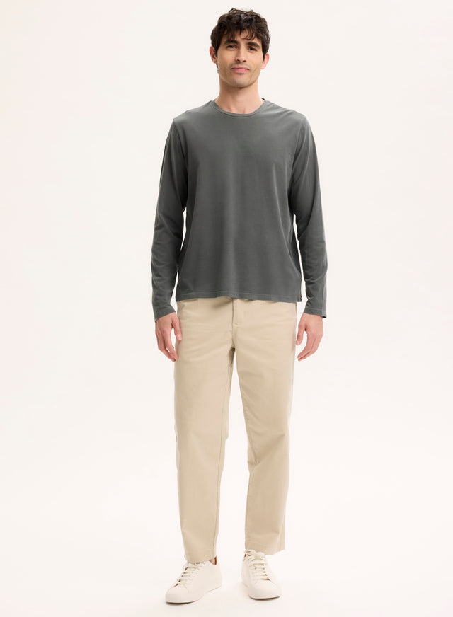 Majestic Filatures T-shirt Gris Col Rond Manches Longues En Coton Organique / Elasthanne Coton Organique / Elasthanne