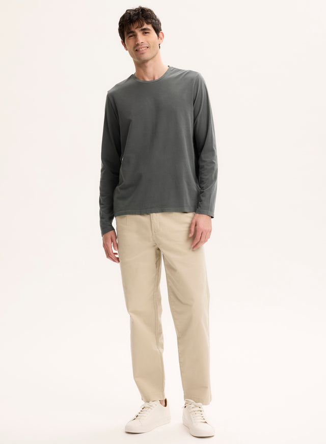 Majestic Filatures T-shirt Gris Col Rond Manches Longues En Coton Organique / Elasthanne Coton Organique / Elasthanne