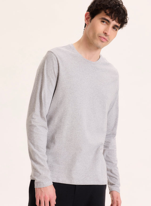 Majestic Filatures T-shirt Gris Col Rond Manches Longues En Coton Organique / Elasthanne Coton Organique / Elasthanne