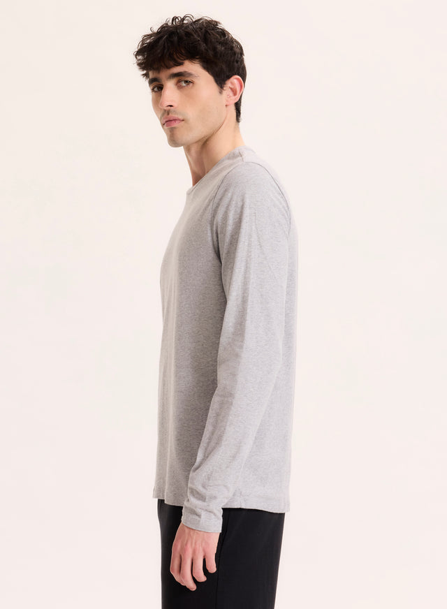 Majestic Filatures T-shirt Gris Col Rond Manches Longues En Coton Organique / Elasthanne Coton Organique / Elasthanne