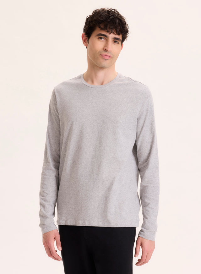 majestic filatures T-shirt Gris Col Rond Manches Longues en Coton organique / Elasthanne Coton organique / Elasthanne